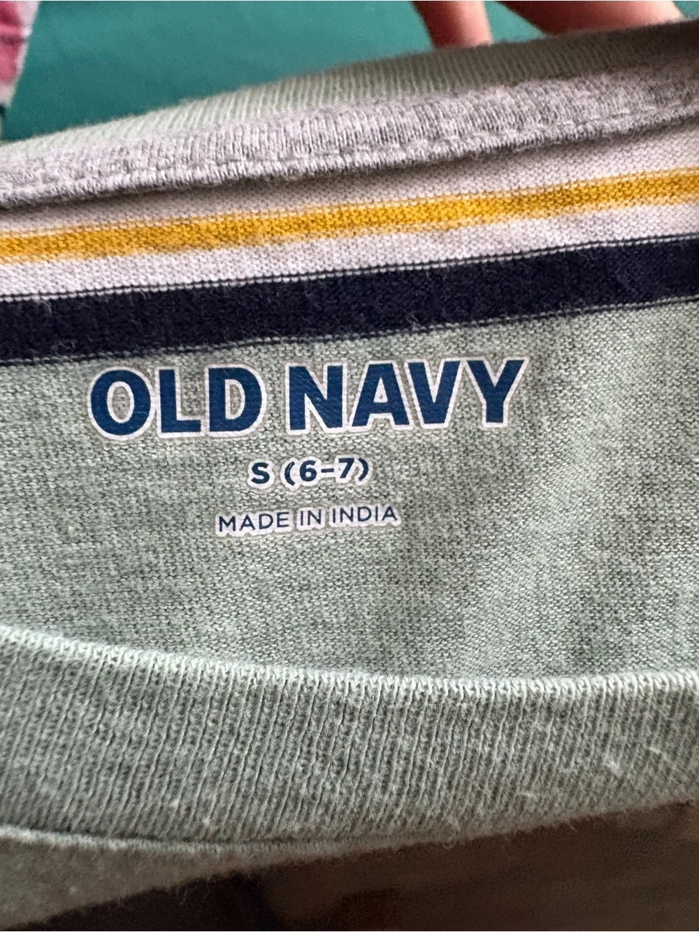 Old Navy Sage Green Striped Short Sleeve Tee